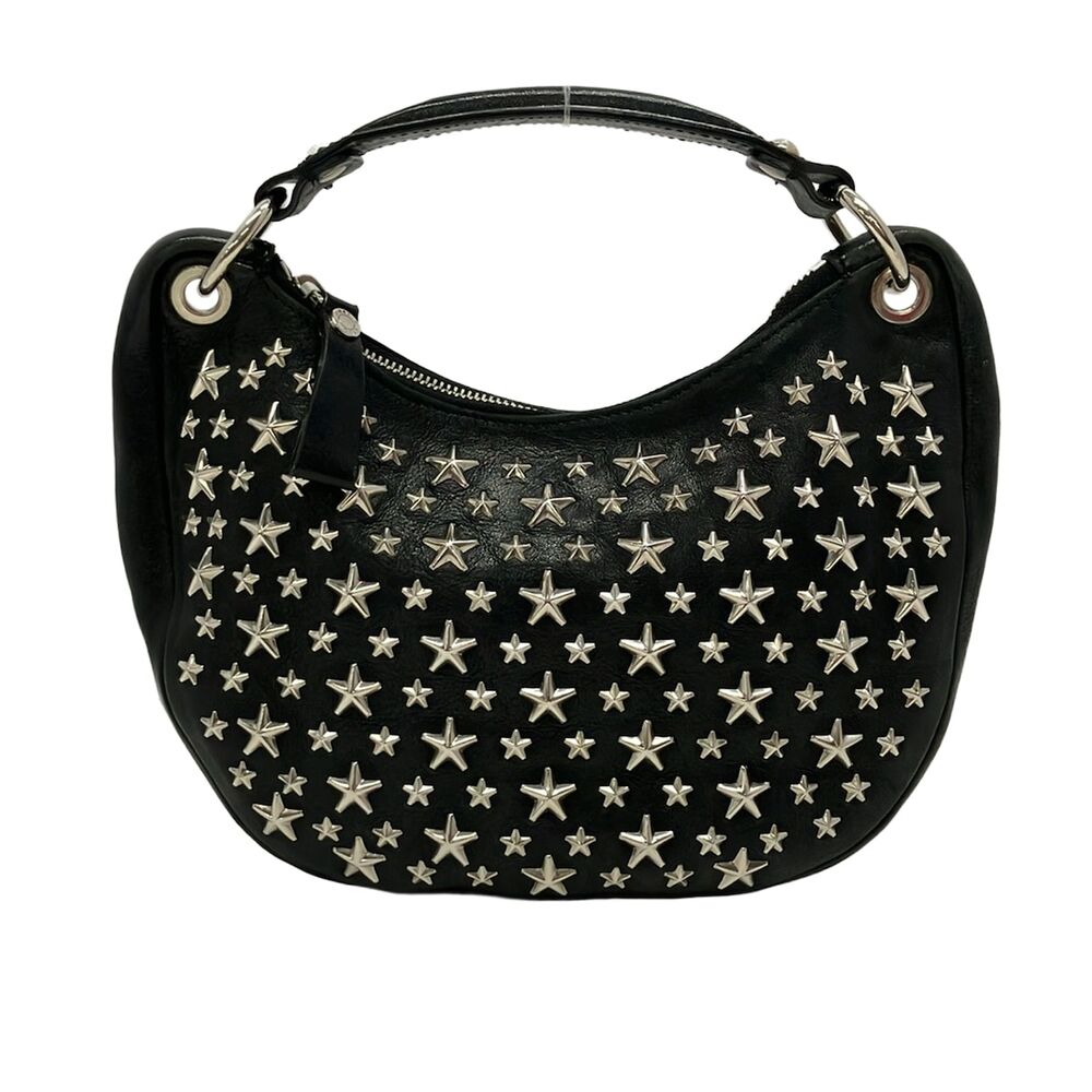 Jimmy Choo Stellar Handbag Black Silver Leather Hardware